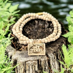 Original Tulsi Round Beads Kanthi with Sri Radha Antique_Bhaktmal Small_Size_Locket || Handmade Netural Kanthi Manufacturing in Vrindavan - Image 5