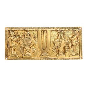 Brass Shankh Chakra Namah Wall Hanging Plate with Hanuman and Garuda || Idol & Figurine || Decorative Showpiece for Home, Office & Room (10 * 4.25 * 0.4 in)