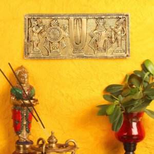 Alternative view of Brass Shankh Chakra Namah Wall Hanging Plate with Hanuman and Garuda || Idol & Figurine || Decorative Showpiece for Home, Office & Room (10 * 4.25 * 0.4 in)