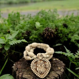 Original Tulsi kanthi with Radha_Krishna Chhavi Made Antique_Pan_Shape_Big_Locket ||Handmade Natural Kanthi Manufacturing in Vrindavan - Image 4