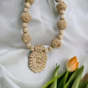 Alternative view of Original Tulsi Kanthi Mala with Radha Name Locket | Handmade Natural Tulsi Kanthi Manufacturing in Vrindavan