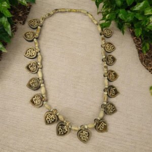 Alternative view of Original Tulsi Hare_Rama_Hare_Krishan Mahamantra 16 Pan Shape Big Size Locket Mala || Handmade Natural Kanthi Manufacturing in Vrindavan