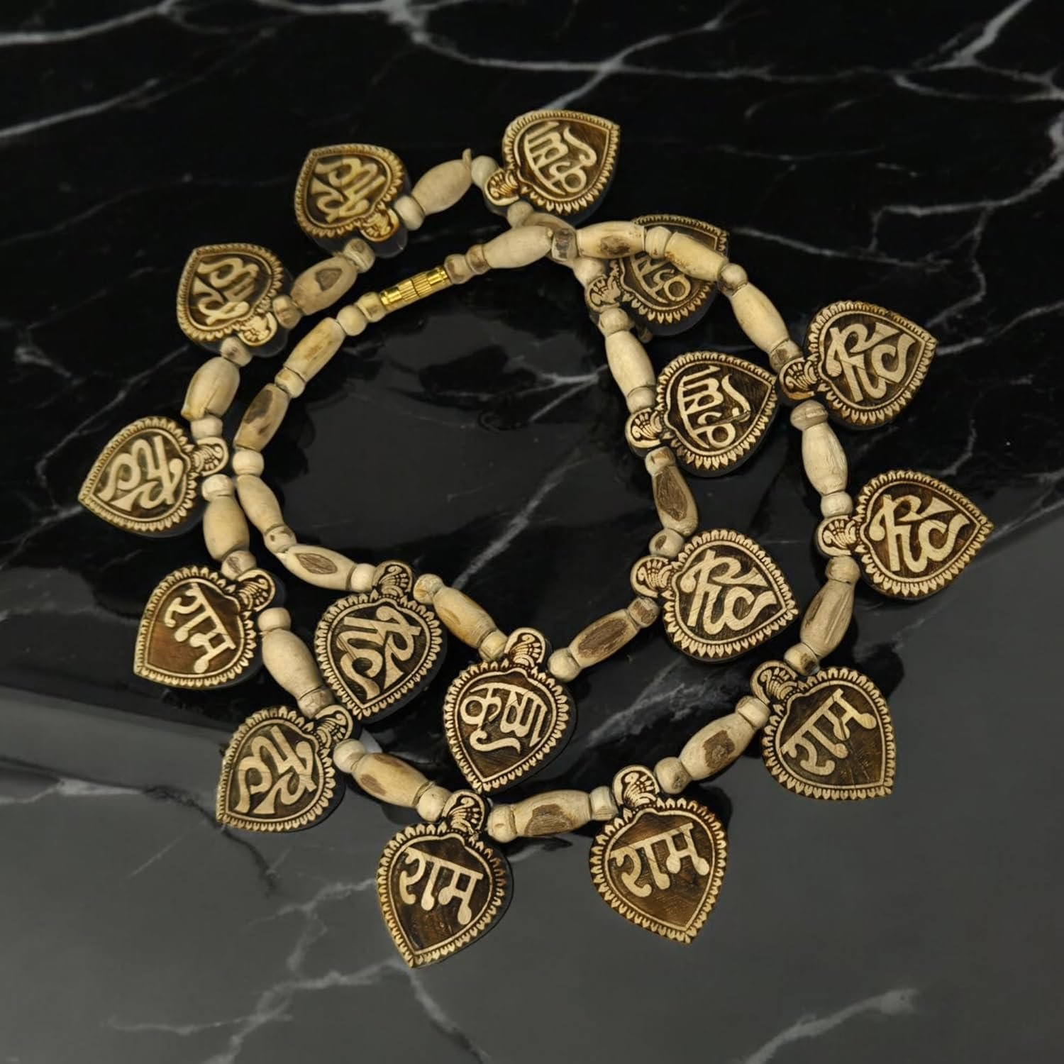 Original Tulsi Hare_Rama_Hare_Krishan Mahamantra 16 Pan Shape Big Size Locket Mala || Handmade Natural Kanthi Manufacturing in Vrindavan - Image 3