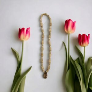 Alternative view of Original Tulsi Kanthi Mala with Radha Krishna Locket | Handmade Natural Tulsi Kanthi from Vrindavan