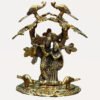 Brass Metal Radha Krishna Idol Statue with Peacock Sitting Under Kadam Tree Idol Showpiece for Home Décor and Decorative Gift